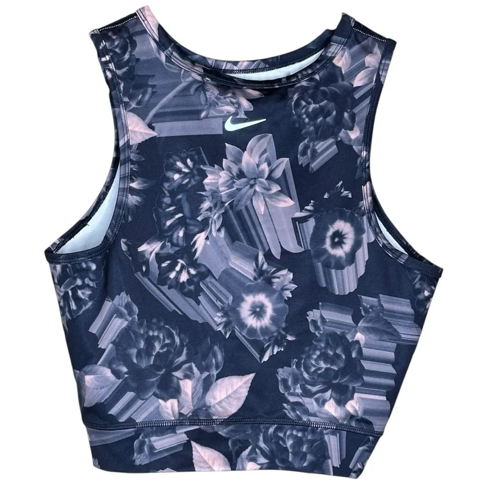 Women's Nike Epic Lux Running Floral Print Tank M Pink Gray Gym Running Yoga